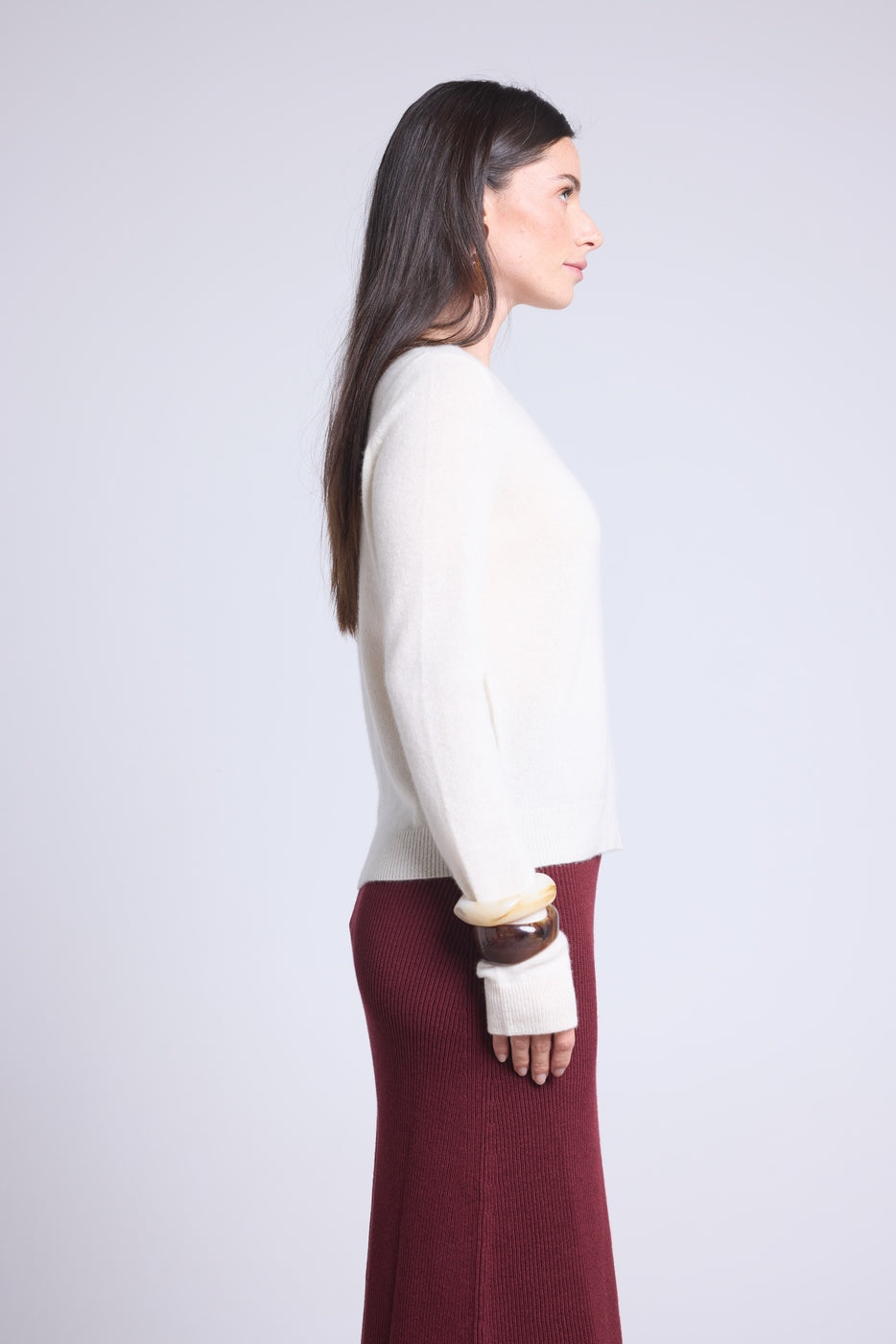 Cárdigan de cuello redondo Neva - Blanco - Mujer