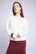 Cárdigan de cuello redondo Neva - Blanco - Mujer