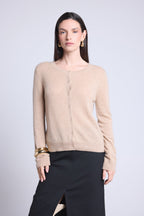 Cárdigan de cuello redondo Neva - Beige crema - Mujer