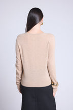 Cárdigan de cuello redondo Neva - Beige crema - Mujer