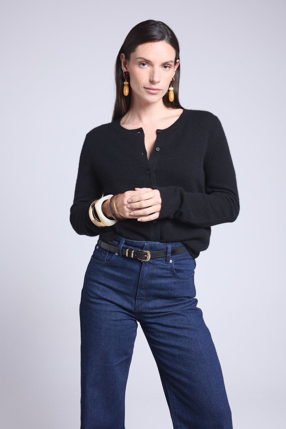 Cárdigan de cuello redondo Neva - Negro - Mujer