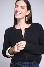 Cárdigan de cuello redondo Neva - Negro - Mujer