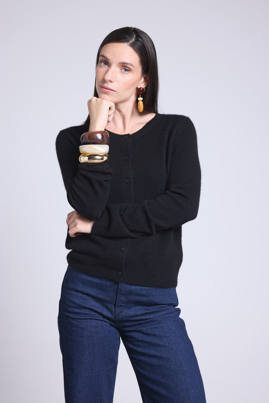 Cárdigan de cuello redondo Neva - Negro - Mujer