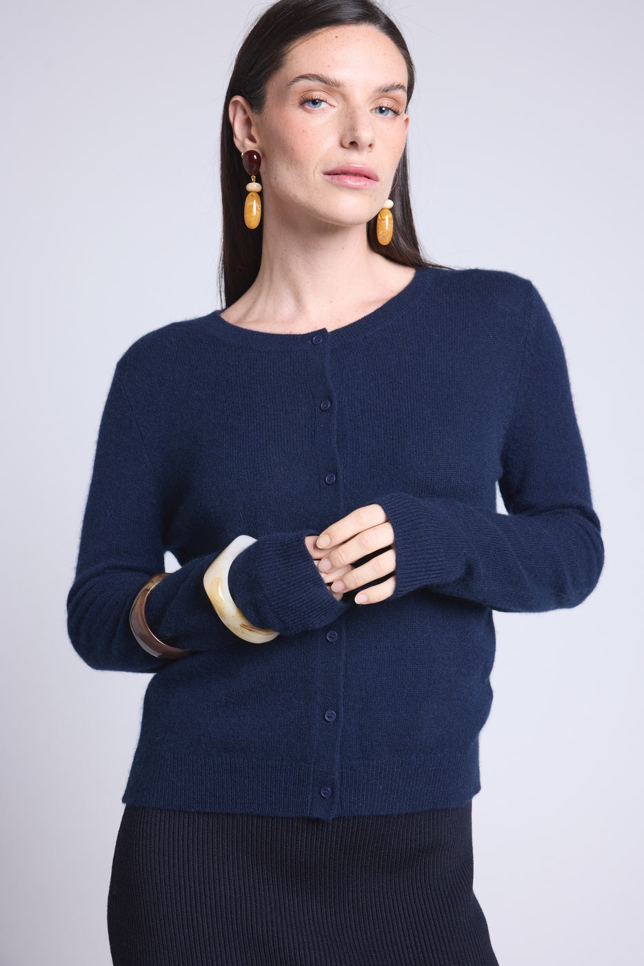Cárdigan Cuello Redondo Neva - Azul Marino - Mujer