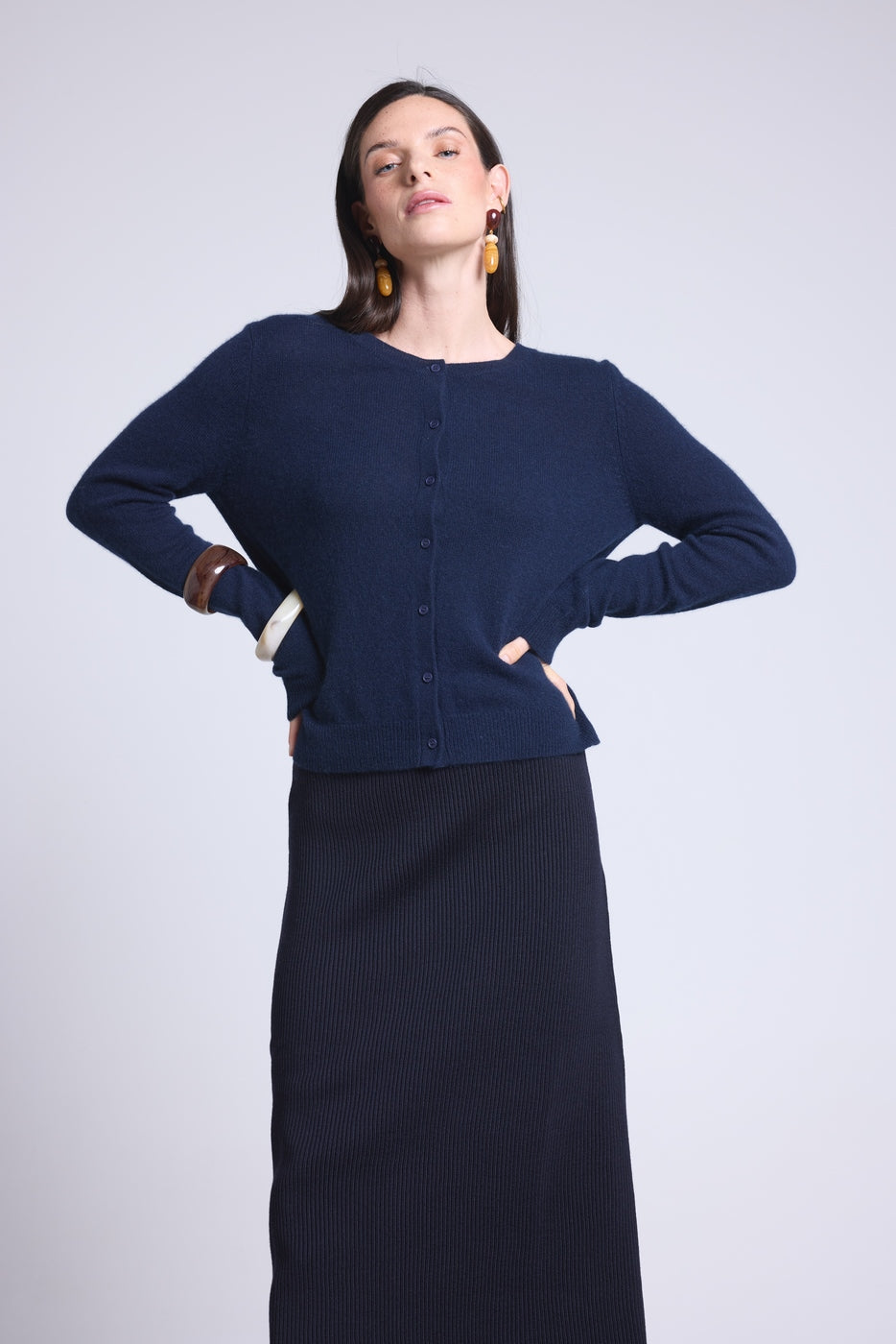 Cárdigan Cuello Redondo Neva - Azul Marino - Mujer