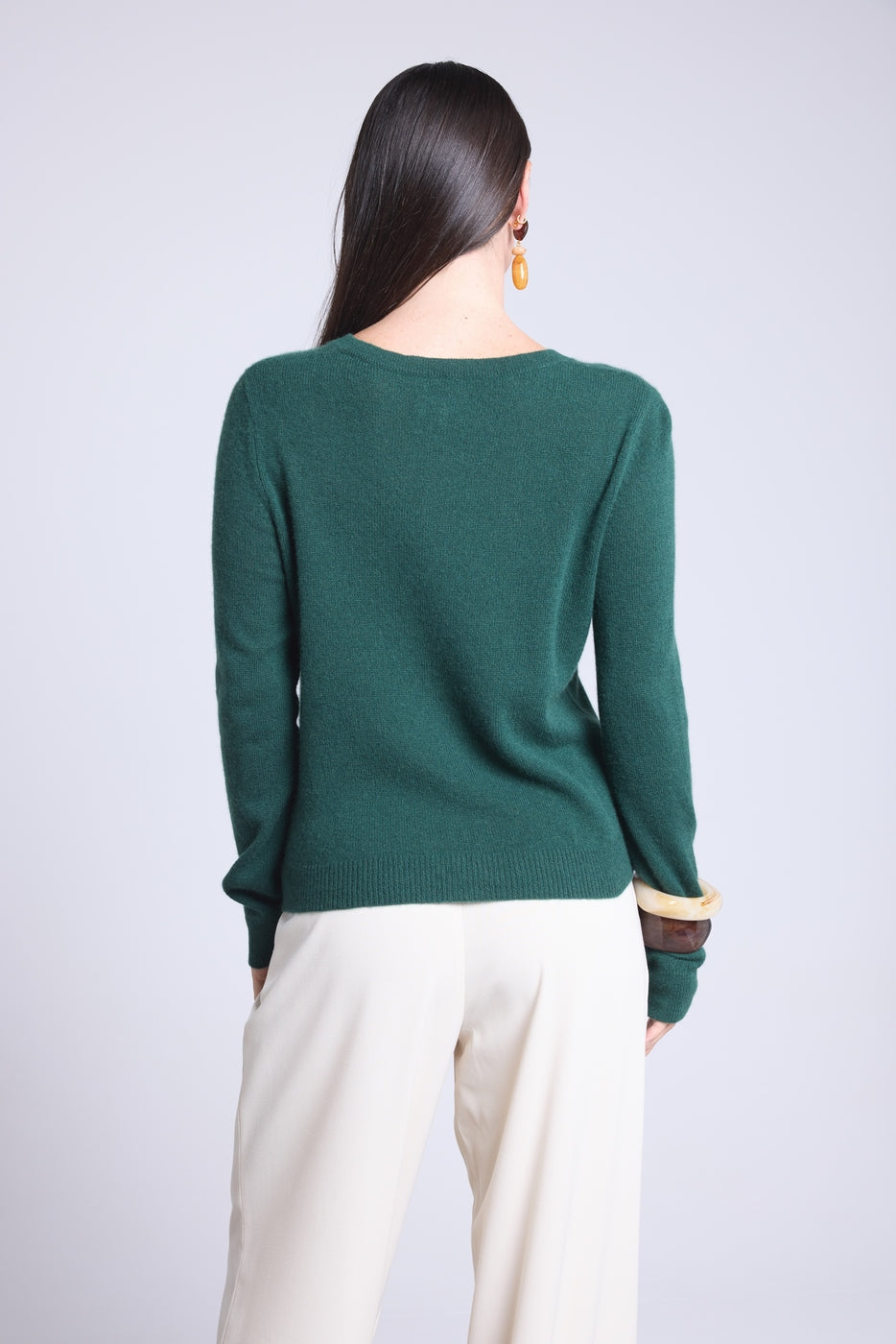 Cárdigan de cuello redondo Neva - Verde botella - Mujer