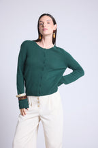 Cárdigan de cuello redondo Neva - Verde botella - Mujer