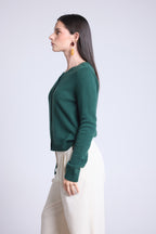 Cárdigan de cuello redondo Neva - Verde botella - Mujer