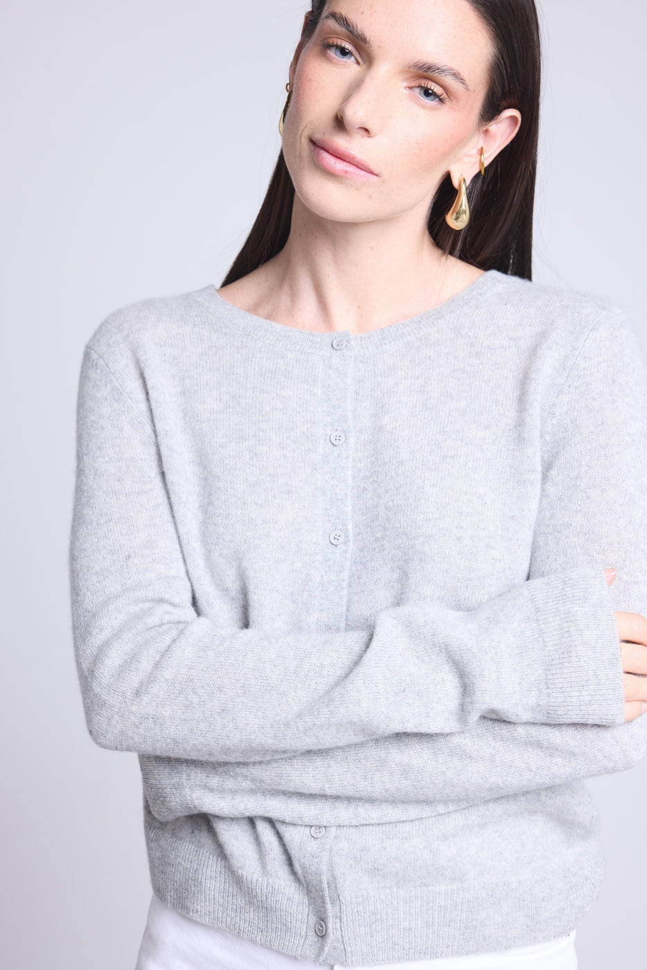 Cardigan Col Rond Neva - Gris Clair - Femme
