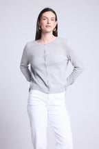 Neva Crew-Neck Cardigan - Light Grey - Women