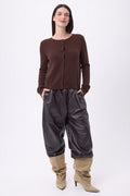 Neva Crew Neck Cardigan - Chocolate Brown - Women