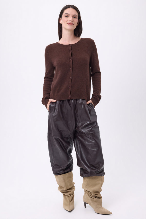 Cardigan Col Rond Neva - Marron Chocolat - Femme - 100% Cachemire