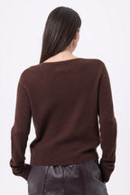 Neva Crew Neck Cardigan - Chocolate Brown - Women