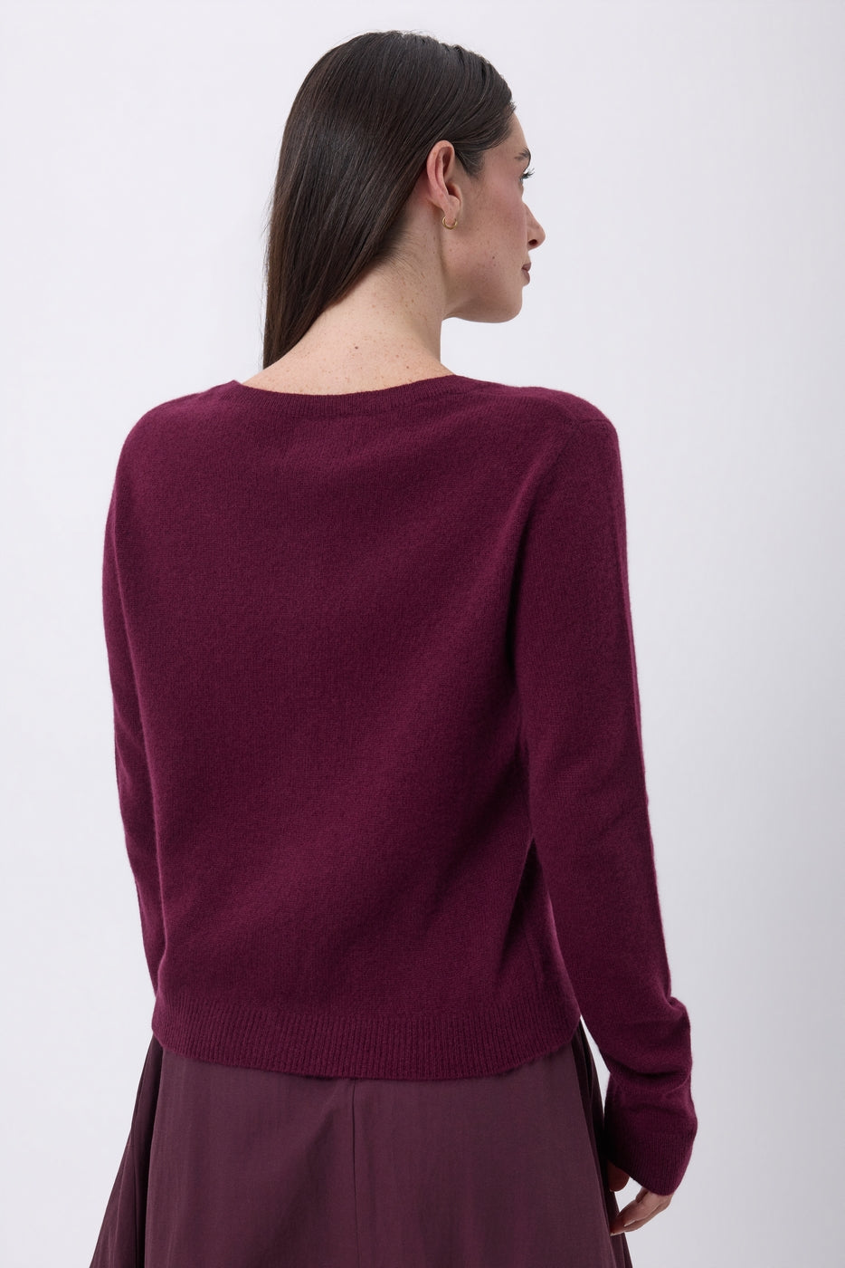 Cárdigan de cuello redondo Neva - Lías de vino - Mujer