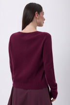 Cárdigan de cuello redondo Neva - Lías de vino - Mujer