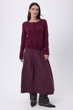 Cárdigan de cuello redondo Neva - Lías de vino - Mujer