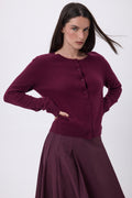 Cárdigan de cuello redondo Neva - Lías de vino - Mujer