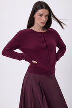 Cárdigan de cuello redondo Neva - Lías de vino - Mujer