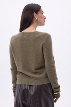 Cardigan Col Rond Neva - Khaki Chine - Femme