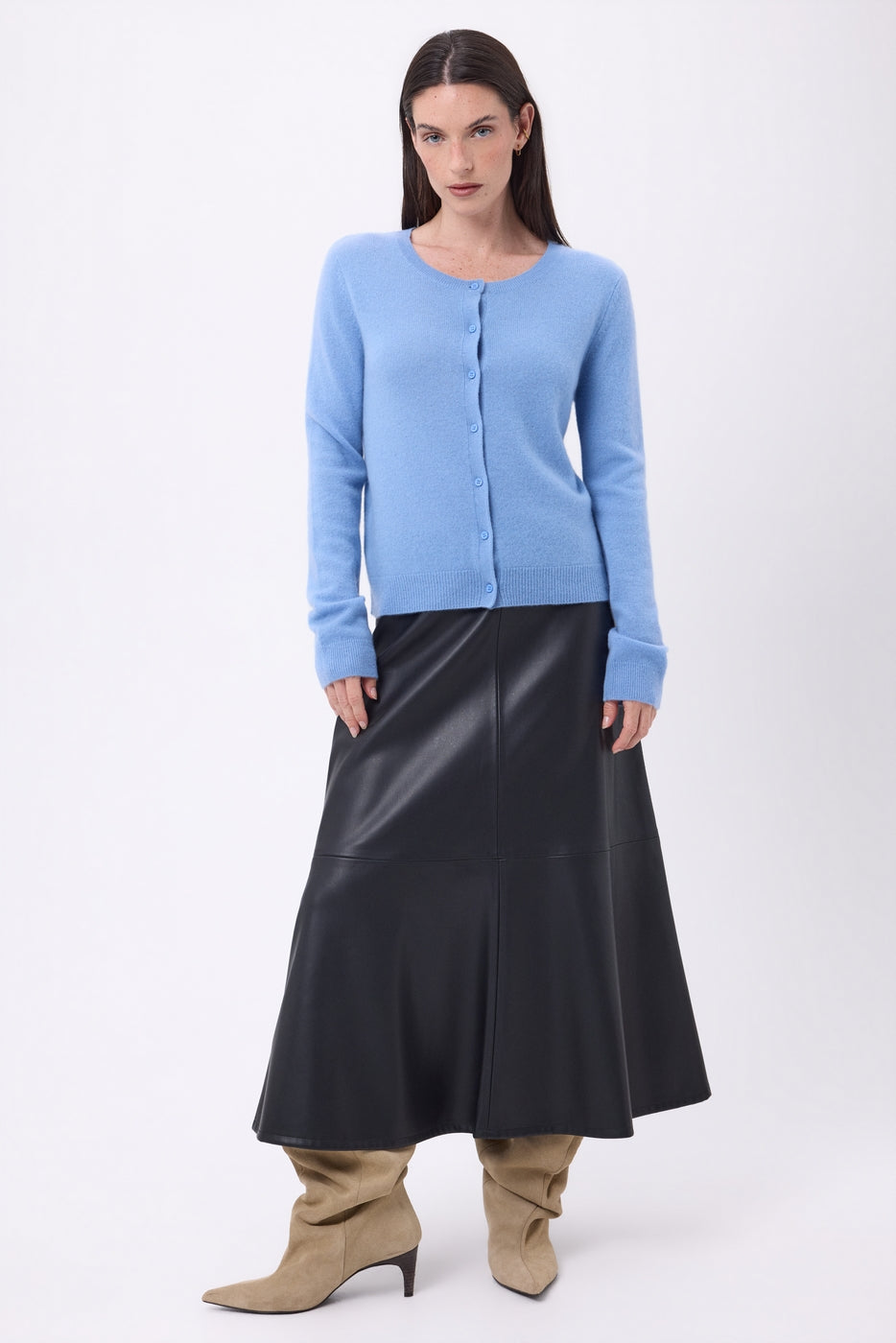 Cárdigan de cuello redondo Neva - Azul claro - Mujer