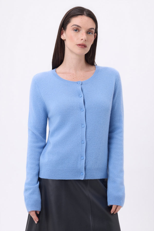 Cardigan met ronde hals Neva - Lichtblauw - Dames - 100% kasjmier