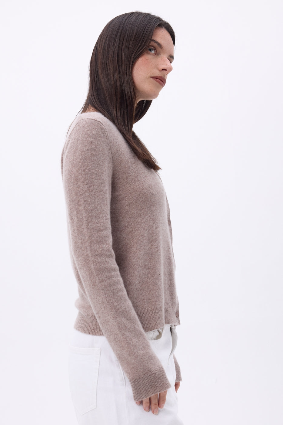 Cárdigan de cuello redondo Neva - Avellana - Mujer