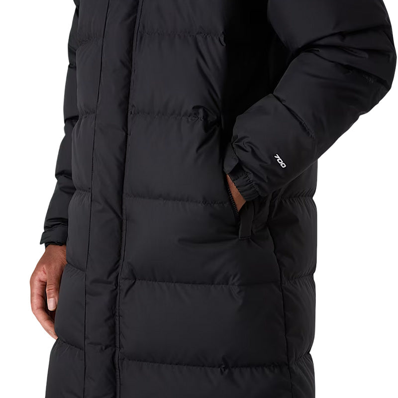 The North Face - Doudoune Longue À Capuche Nuptse - Noir Blanc Noir