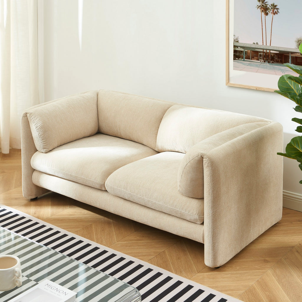 Nikki - 2-Seater Sofa - Textured Velvet - Beige