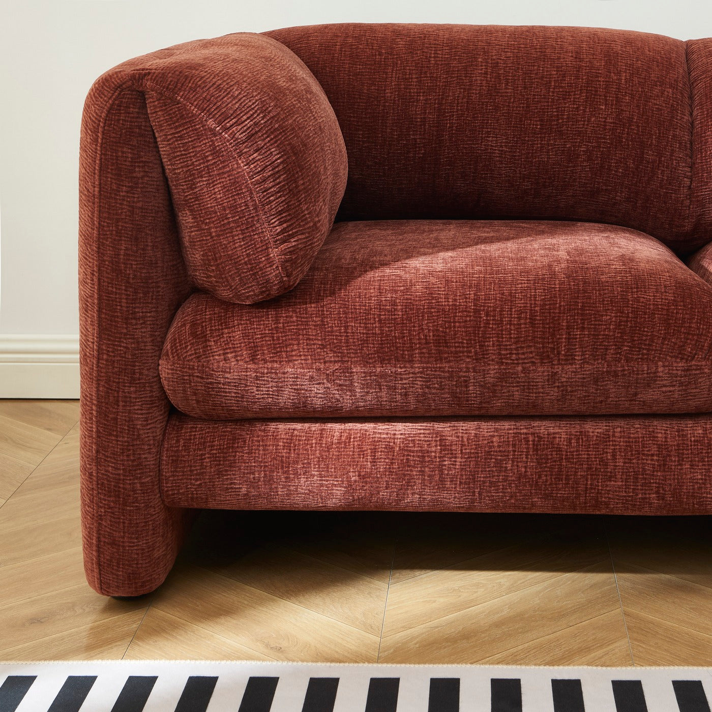 Nikki - 2-Seater Sofa - Textured Velvet - Terracotta