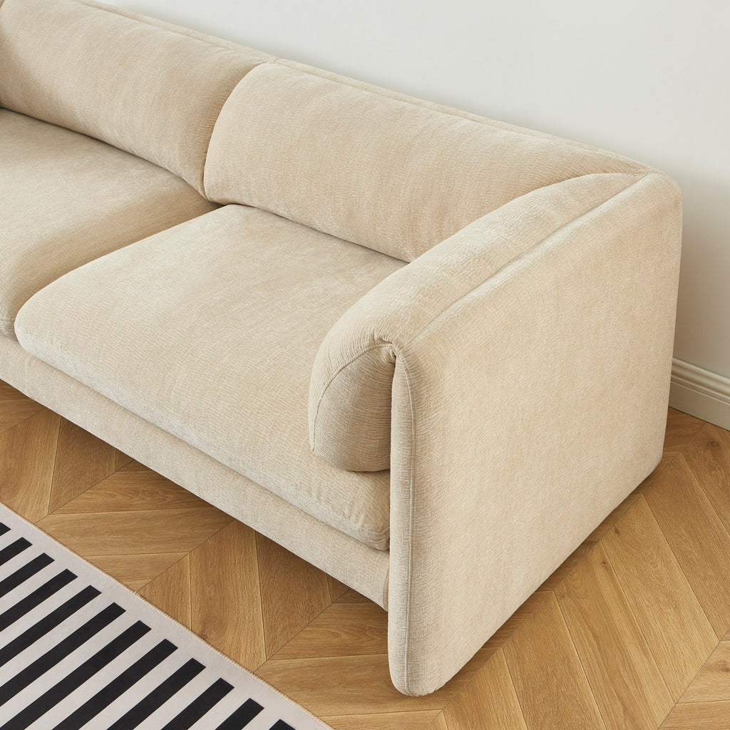 Nikki - 3-Seater Sofa - Textured Velvet - Beige