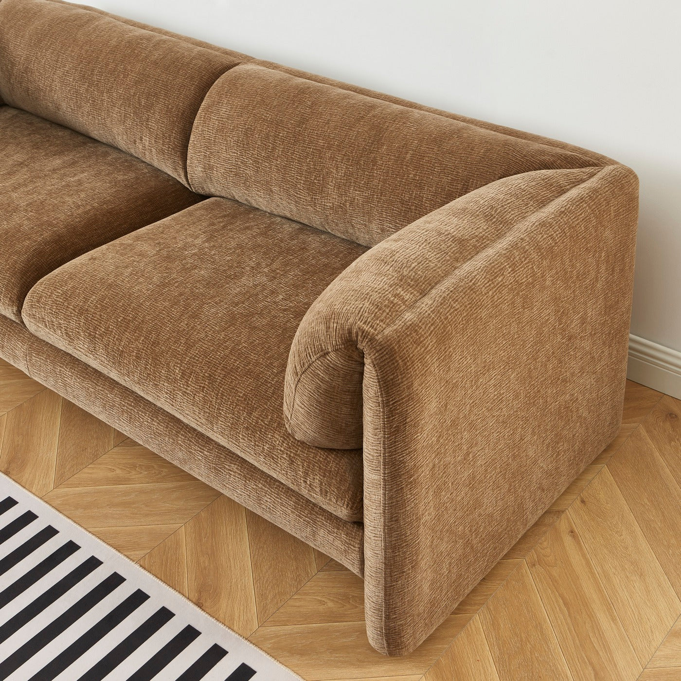 Nikki - 3 Seater Sofa - Textured Velvet - Brown