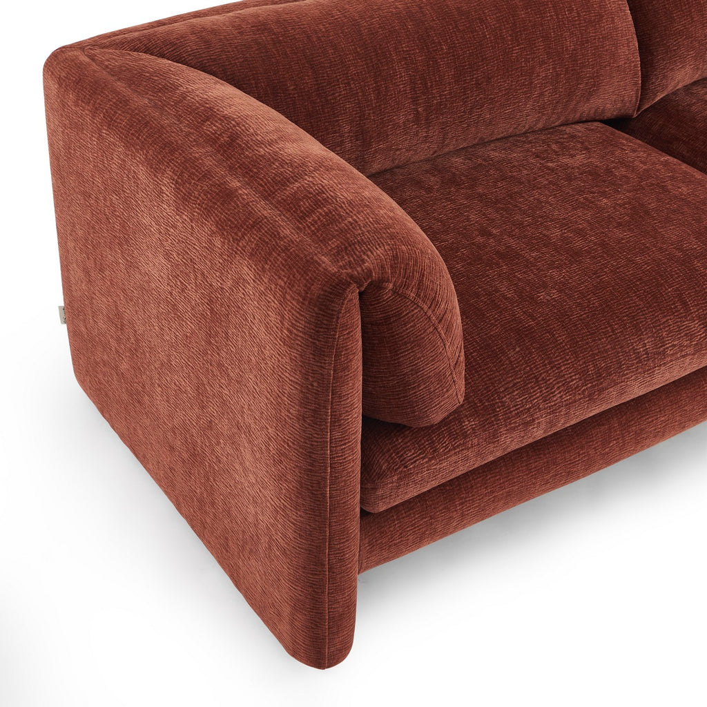 Nikki - Canapé 3 Places - Velours Texturé - Terracotta