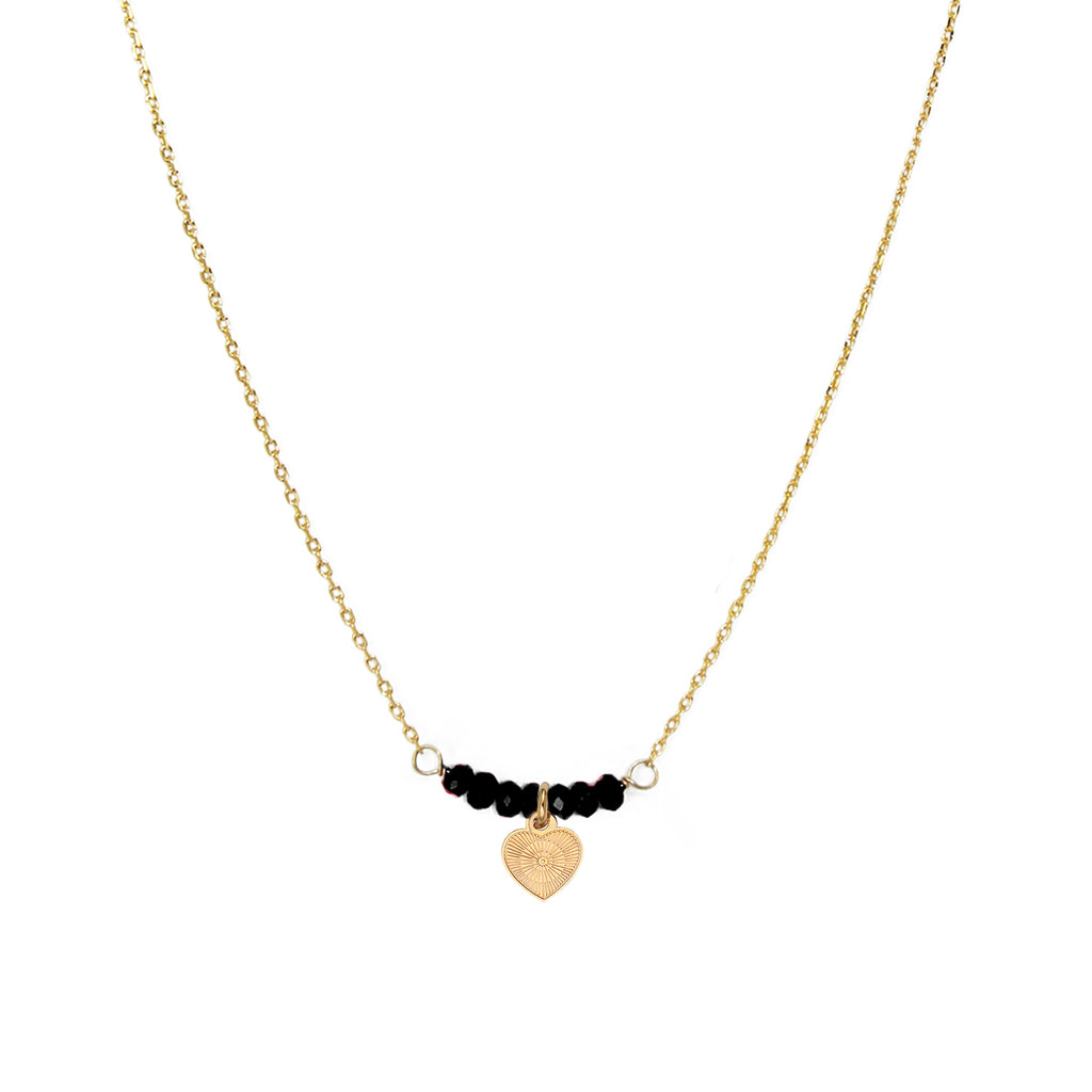 Collar Elena Noir Cœur - Oro y Ágata Negra