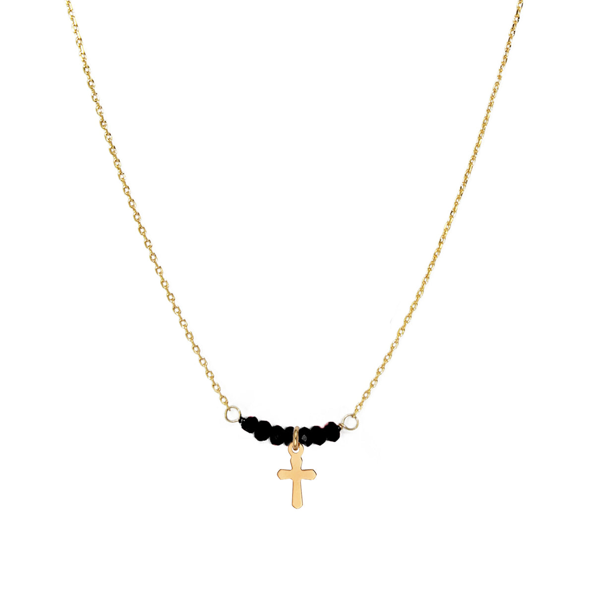 Collier Elena Noir Croix - Or & Agate Noire