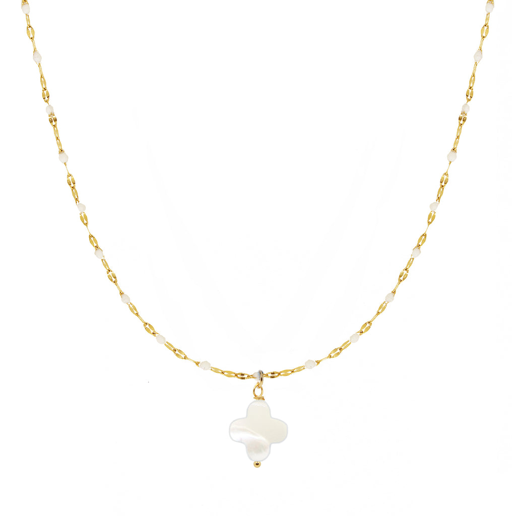 Alena Necklace - Gold & White
