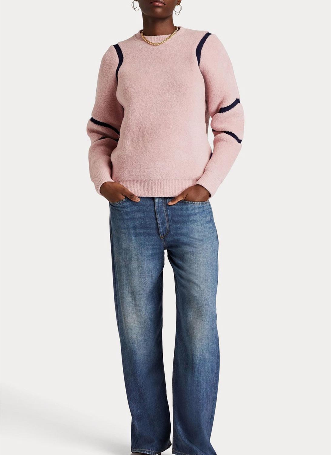 Pull - Rose/Navy - Femme