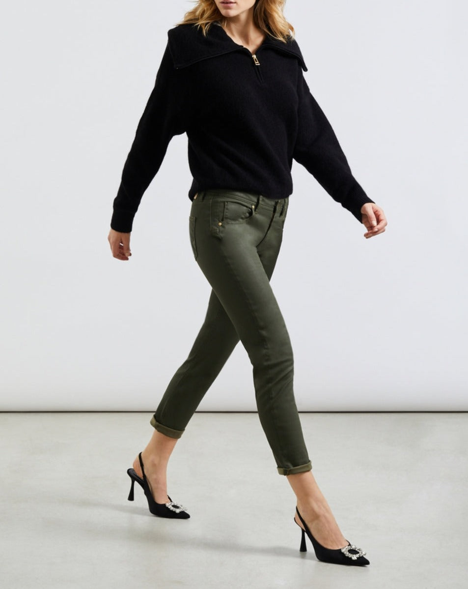Pantalon Boy Nina Coated - Army - Femme