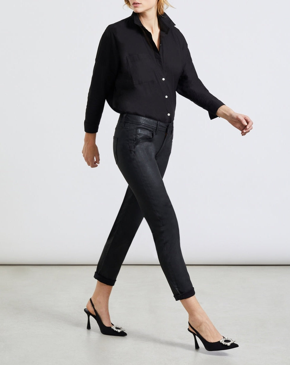 Nina Coated Boy Jeans - Black - Women
