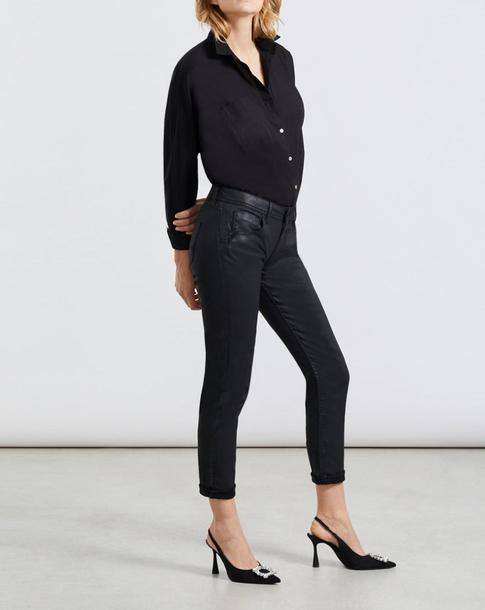 Nina Coated Boy Jeans - Black - Women