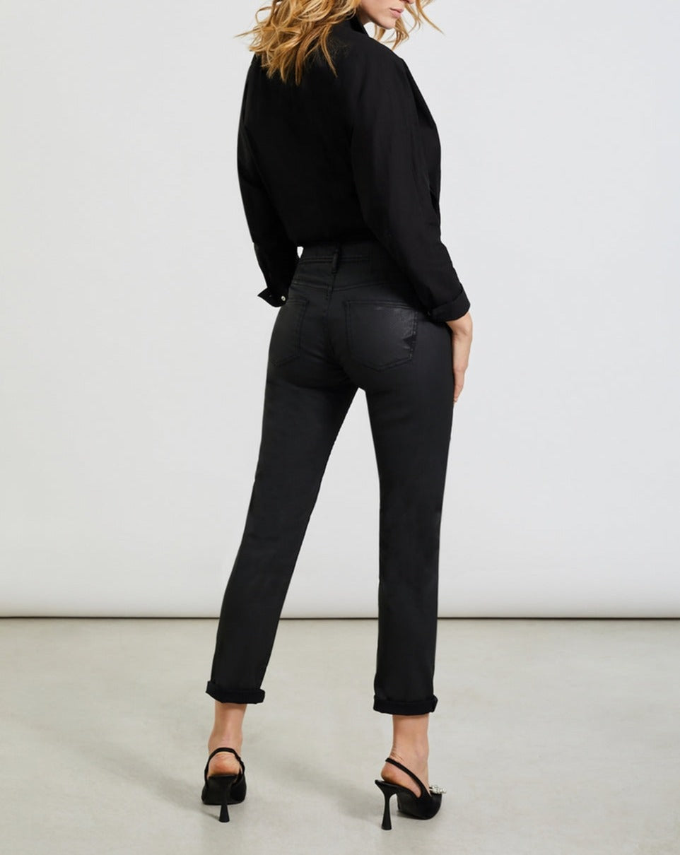 Nina Coated Boy Jeans - Black - Women