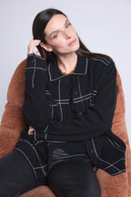 Chaqueta oversize de cachemira Nina - Negro gris - Mujer
