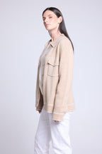 Chaqueta Oversize Cachemira Nina - Beige Blanco - Mujer