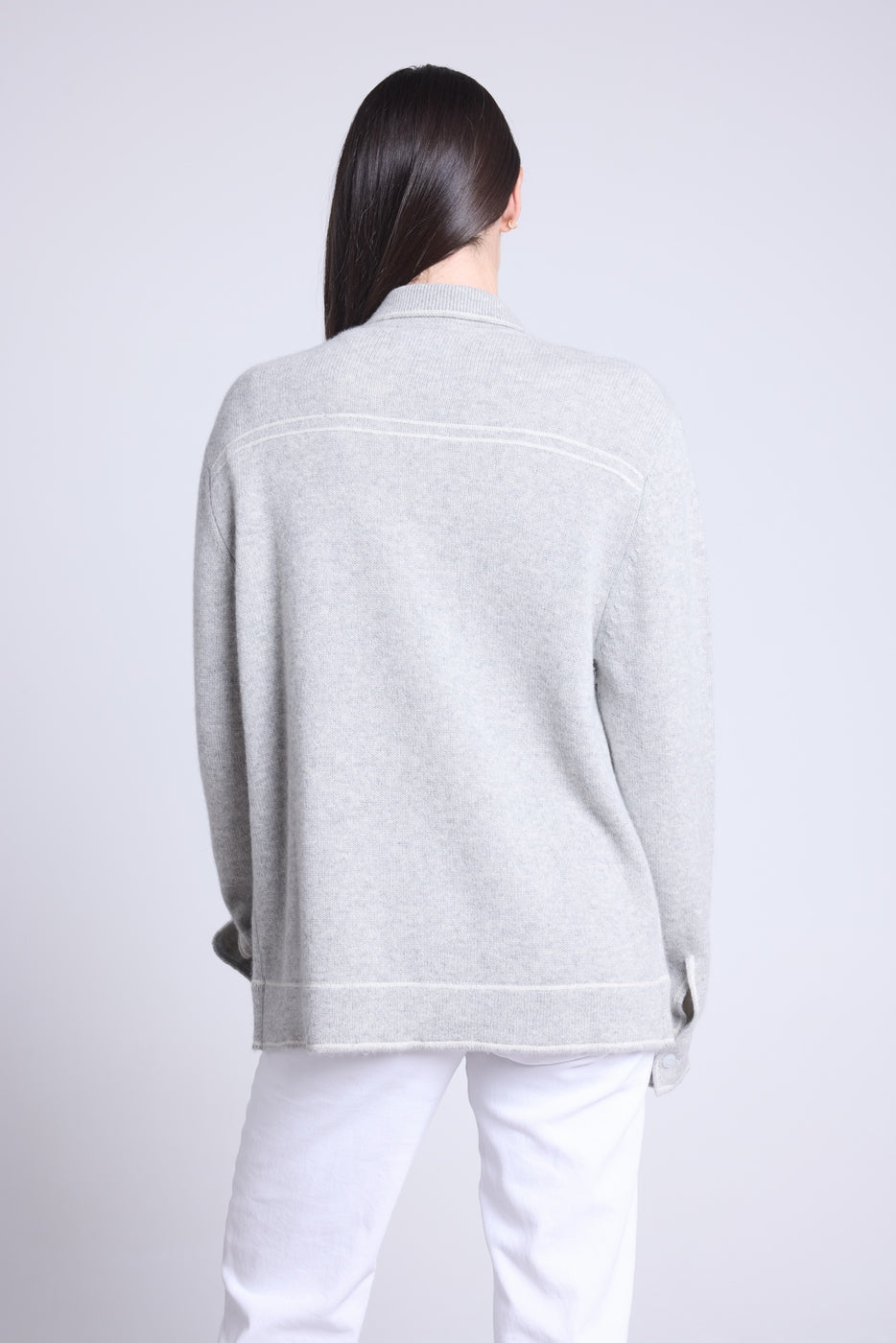 Chaqueta oversize de cachemira Nina - Gris blanco - Mujer