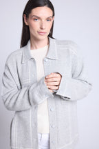 Chaqueta oversize de cachemira Nina - Gris blanco - Mujer