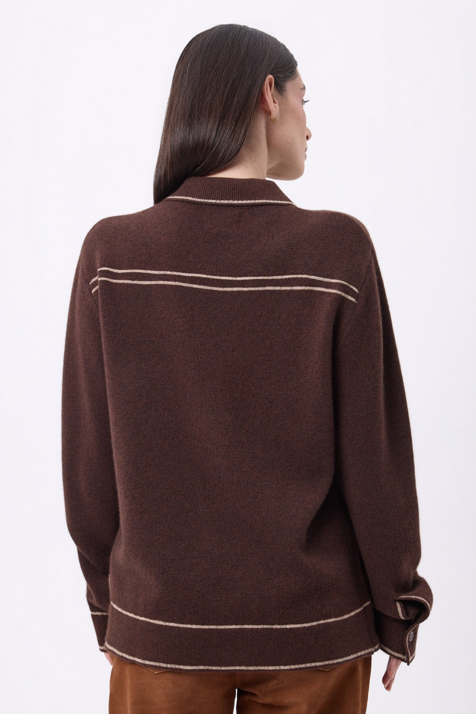 Nina Oversized Jacket - Chocolate Brown Beige Cream - Women