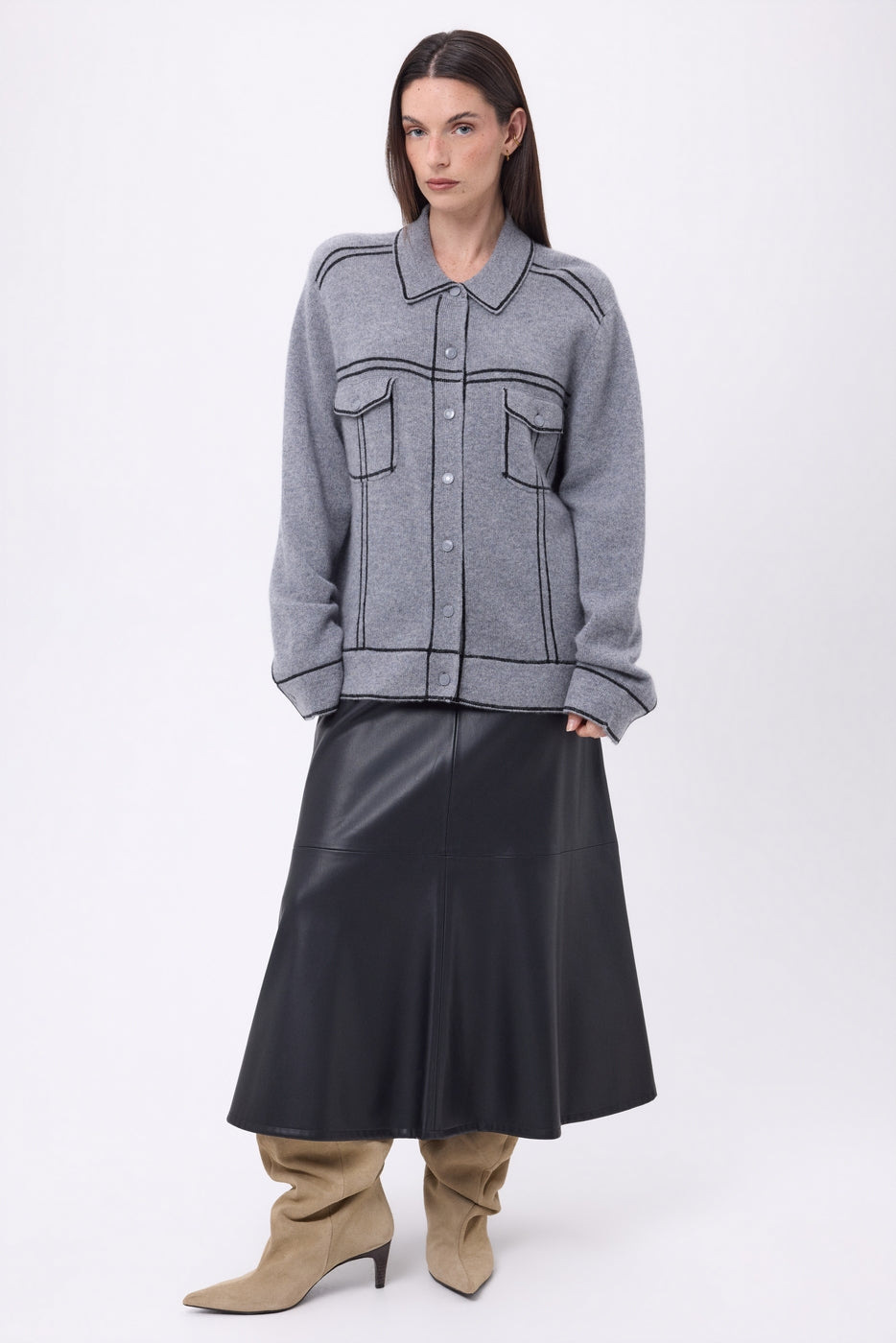 Veste Oversize Nina - Gris Fonce Noir - Femme