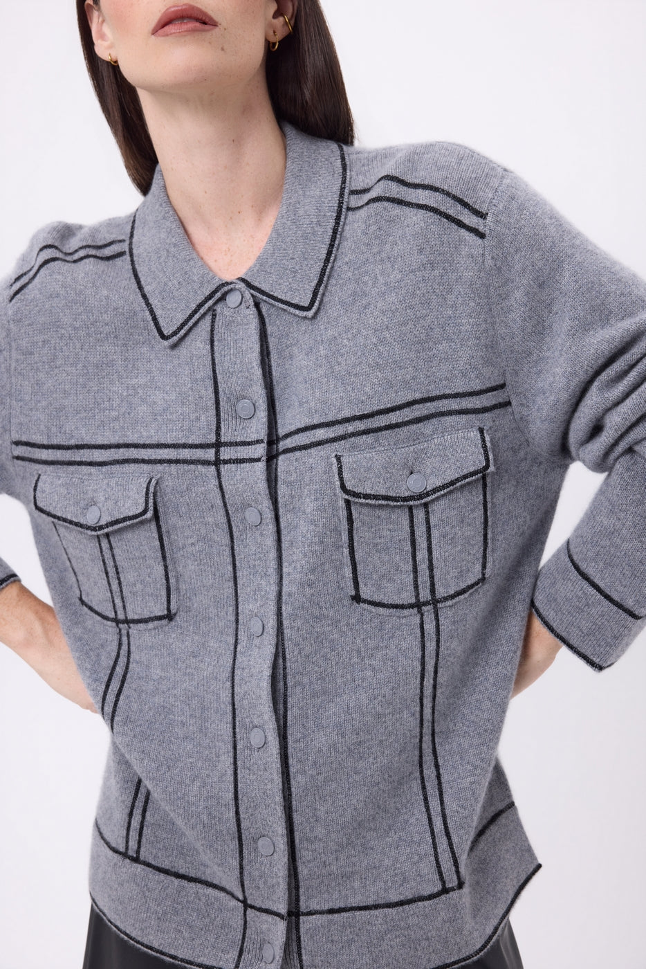 Veste Oversize Nina - Gris Fonce Noir - Femme