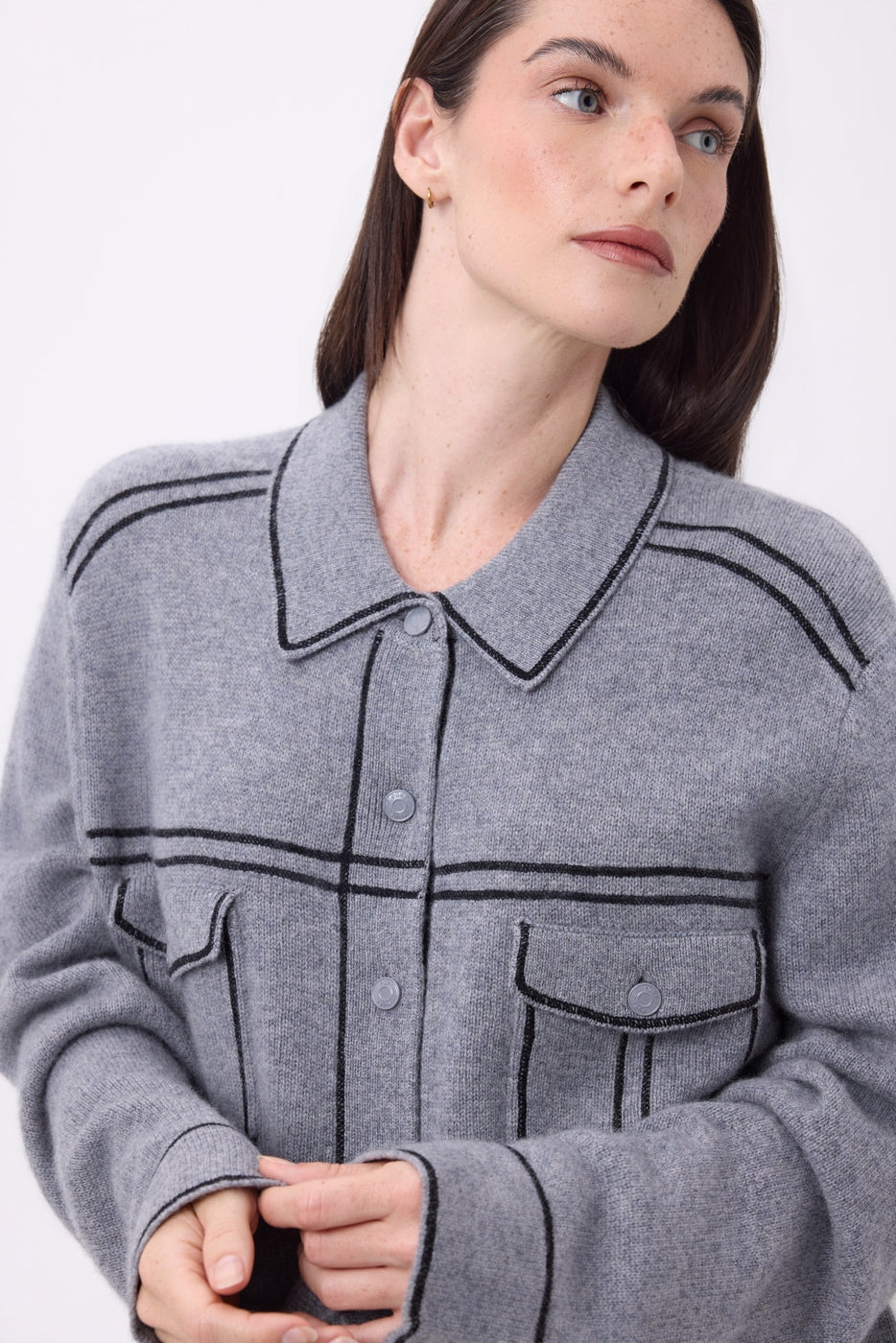 Veste Oversize Nina - Gris Fonce Noir - Femme