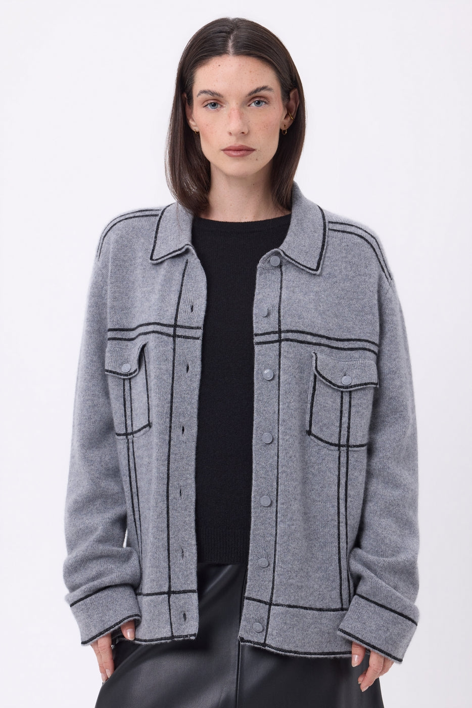 Veste Oversize Nina - Gris Fonce Noir - Femme