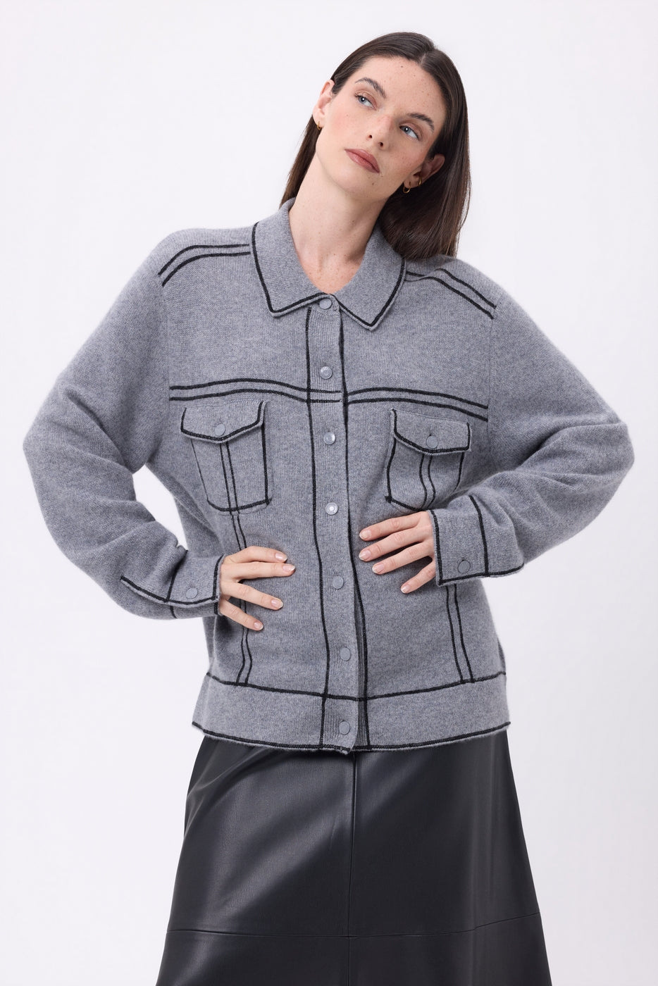 Veste Oversize Nina - Gris Fonce Noir - Femme